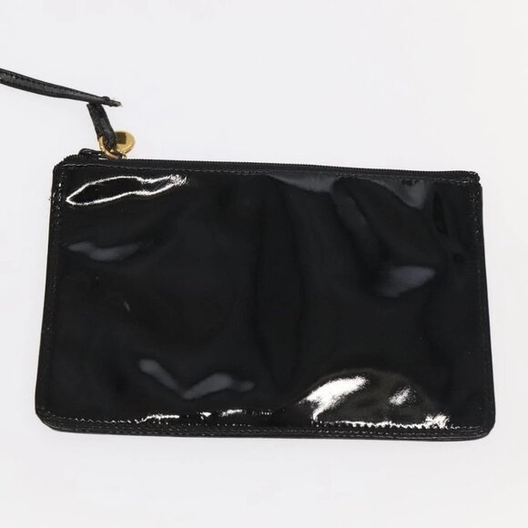 CHANEL Shoulder Bag Enamel Black Gold CC Auth - Picture 10 of 16